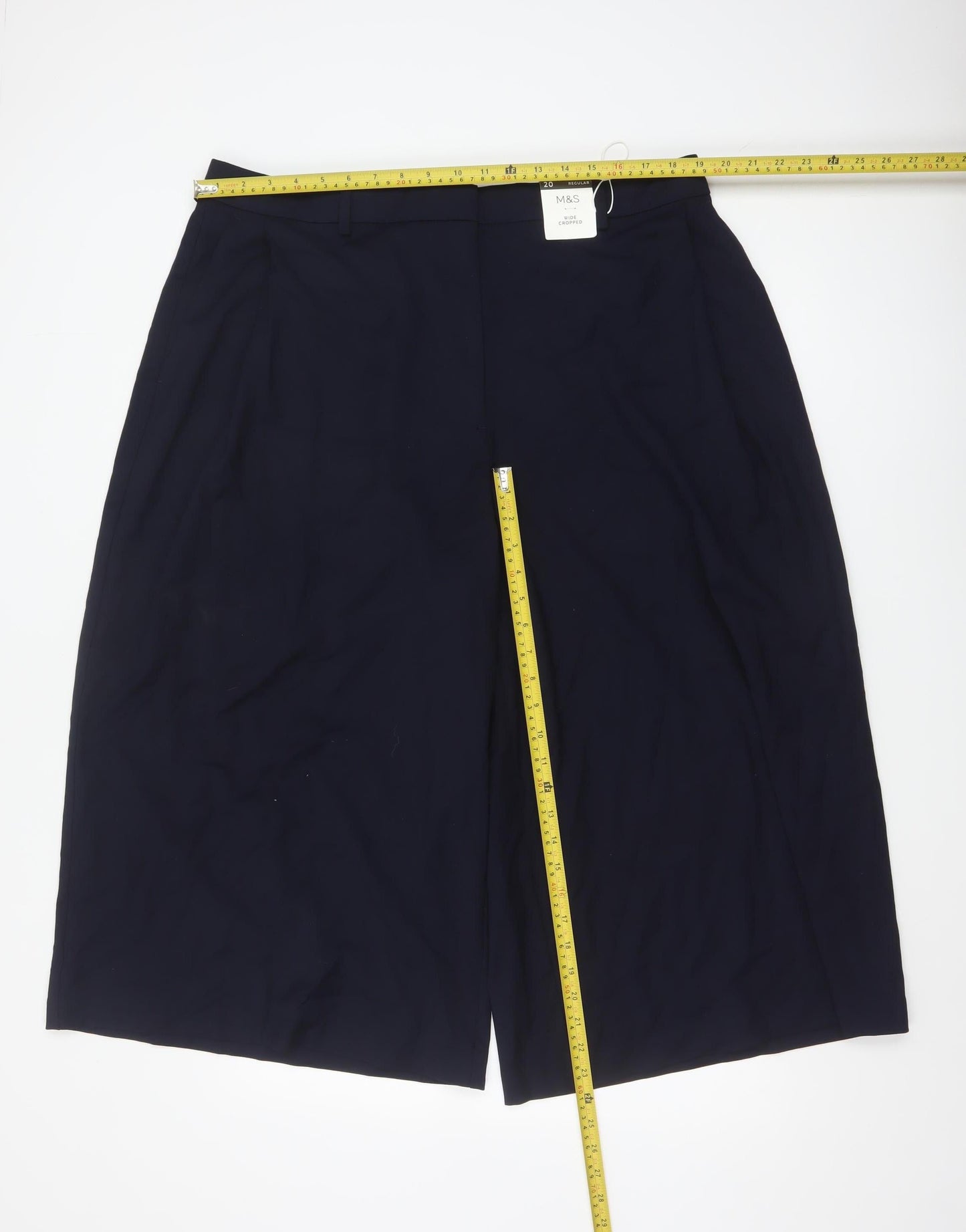 Marks and Spencer Women’s Dark Navy Wide-Leg Regular Trousers Size 20