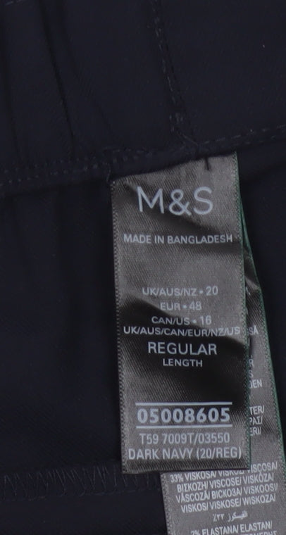 Marks and Spencer Women’s Dark Navy Wide-Leg Regular Trousers Size 20