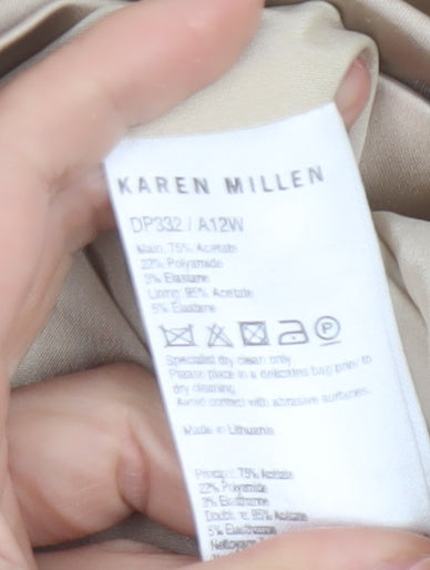 Karen Millen Women's Beige One Shoulder Peplum Sheath Dress UK 10