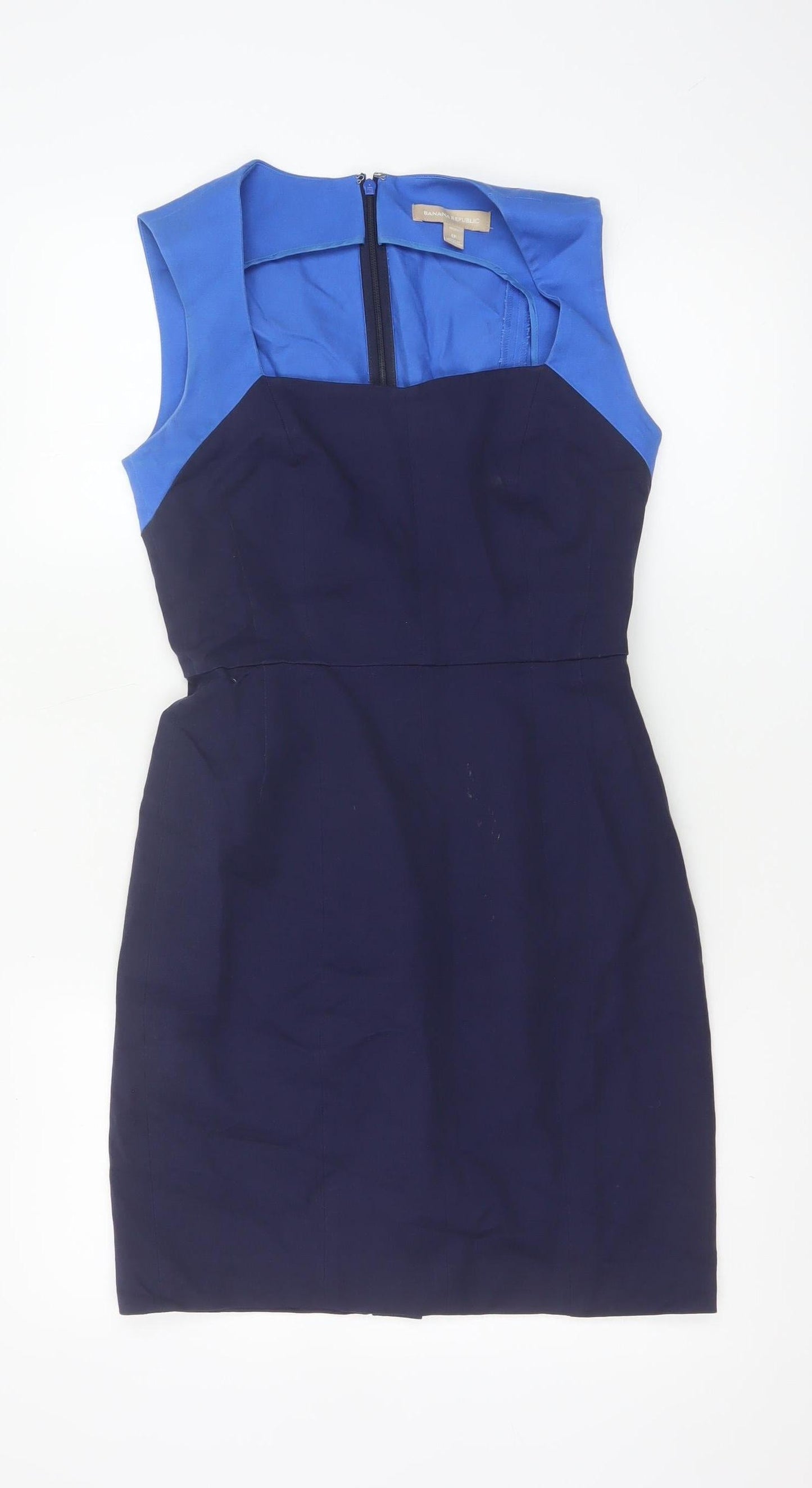 Banana Republic Women Blue Colourblock Sheath Dress Size 10 Petite