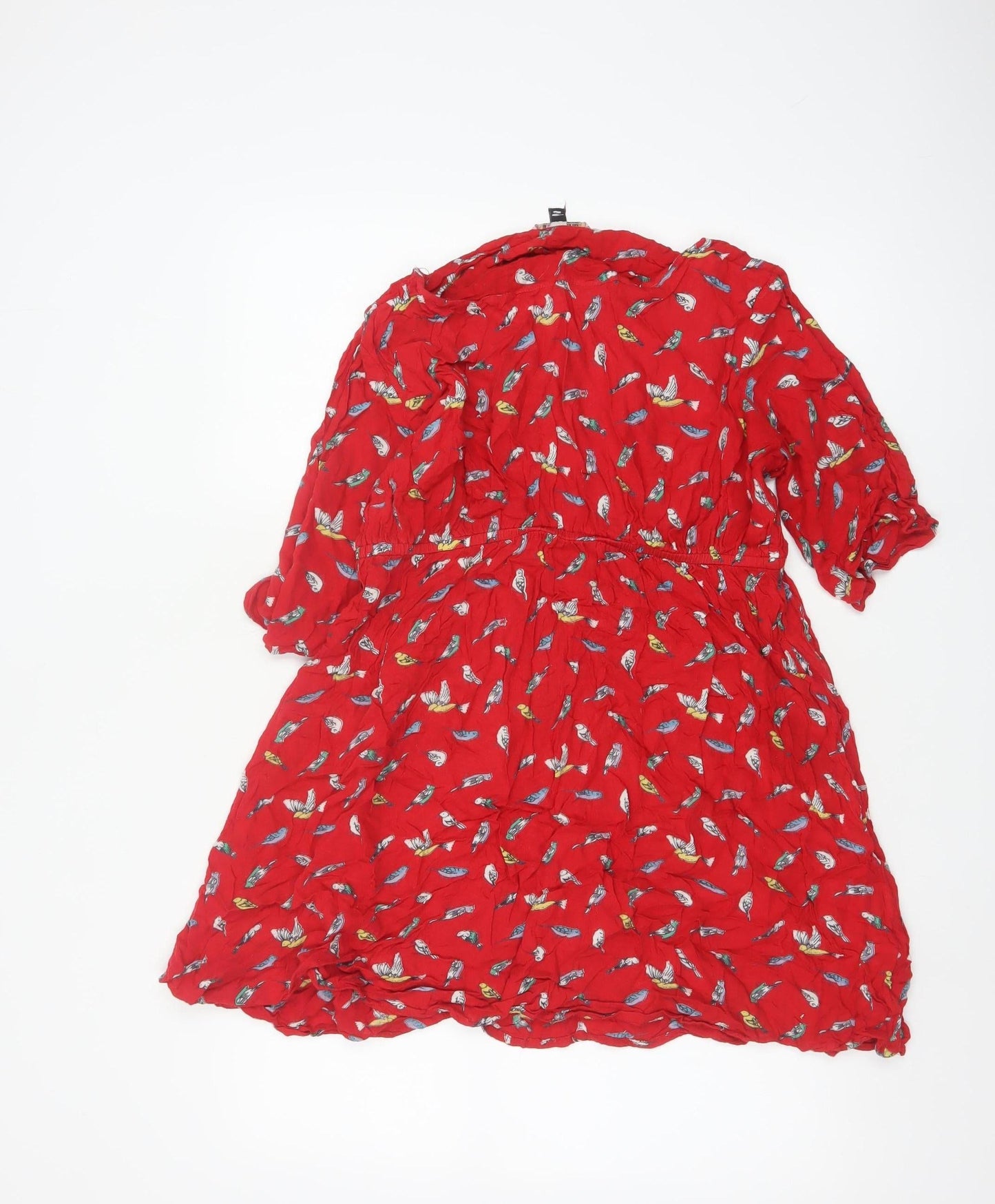 Joe Browns Women's Red Bird Print Fit & Flare Dress Size 14