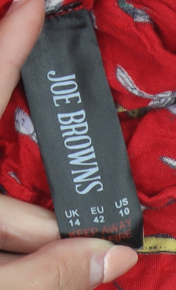 Joe Browns Women's Red Bird Print Fit & Flare Dress Size 14