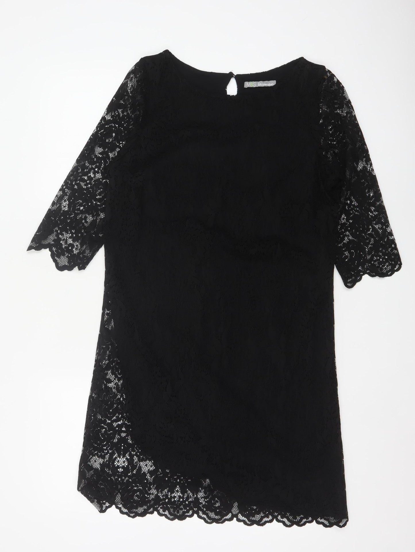 Marks and Spencer Women’s Black Lace Shift Dress Size 10
