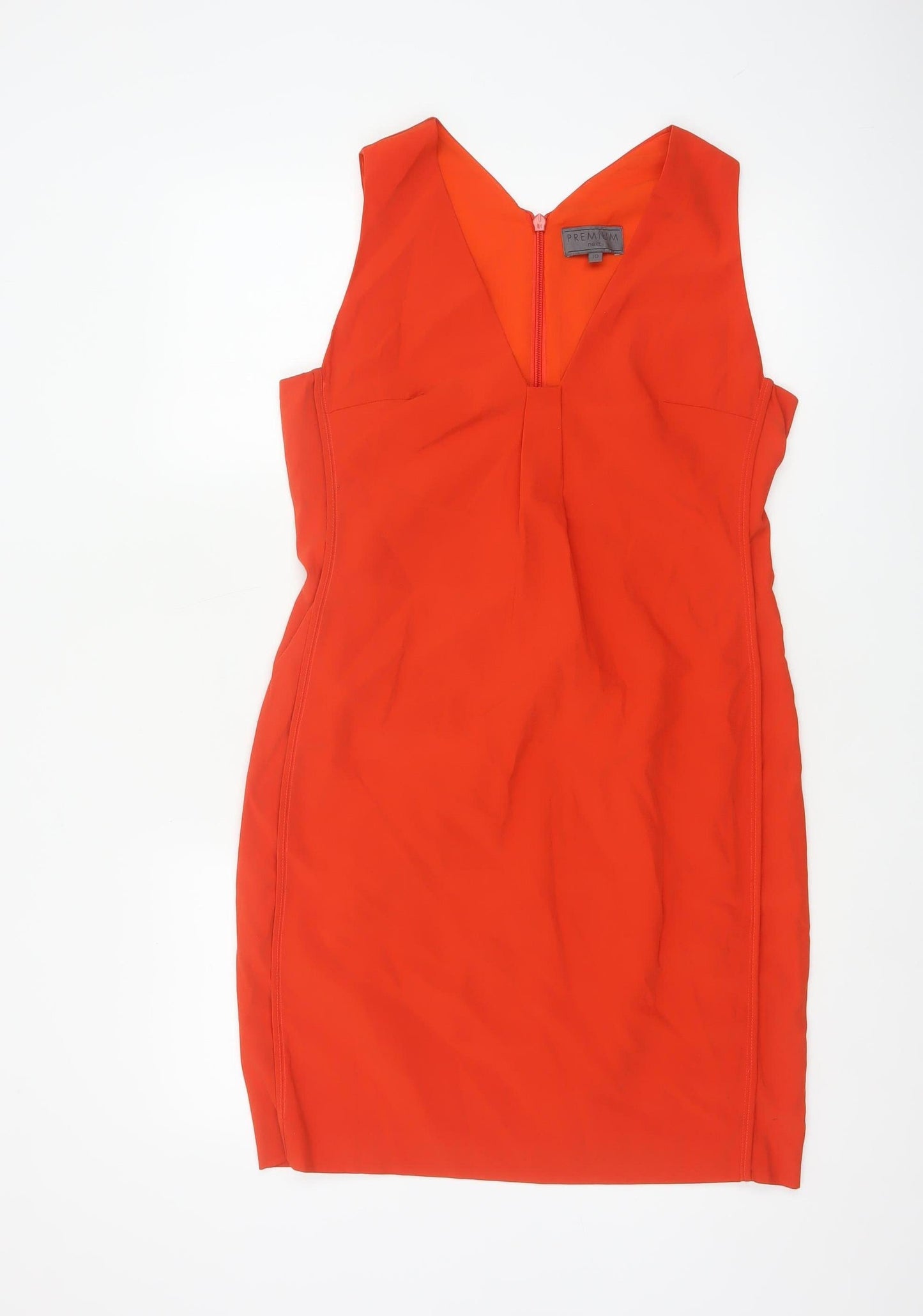 Next Women Orange Sleeveless Sheath Dress UK 10 Elegant Summer