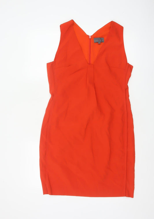 Next Women Orange Sleeveless Sheath Dress UK 10 Elegant Summer