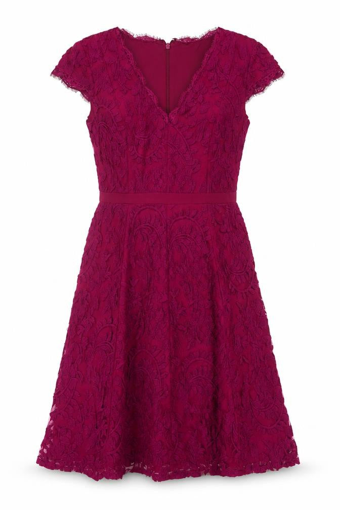 Adrianna Papell Women Purple Lace A-Line Dress Size 8