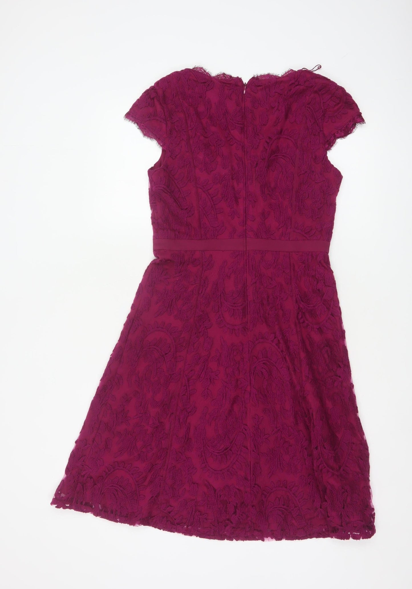 Adrianna Papell Women Purple Lace A-Line Dress Size 8