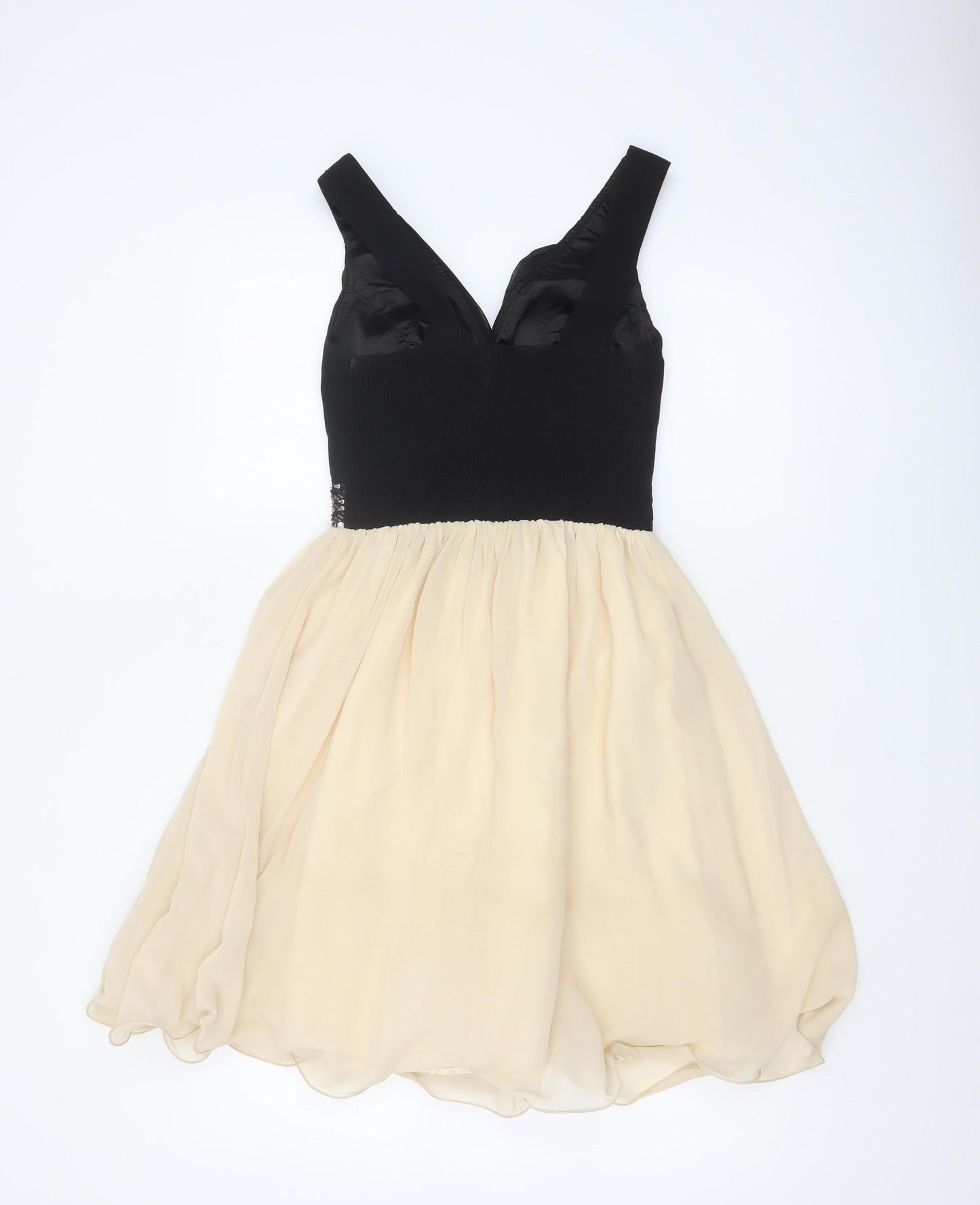 Little Mistress Women’s Black & Beige Fit & Flare Party Dress UK 8