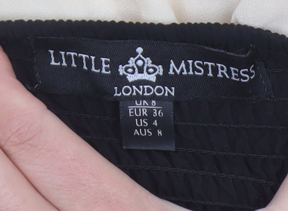 Little Mistress Women’s Black & Beige Fit & Flare Party Dress UK 8