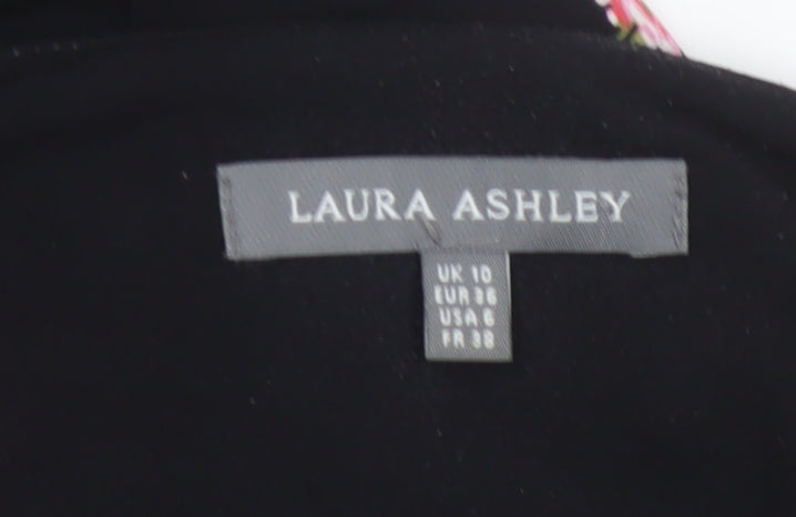 Laura Ashley Women’s Black Floral Wrap Dress Size 10 3/4 Sleeve