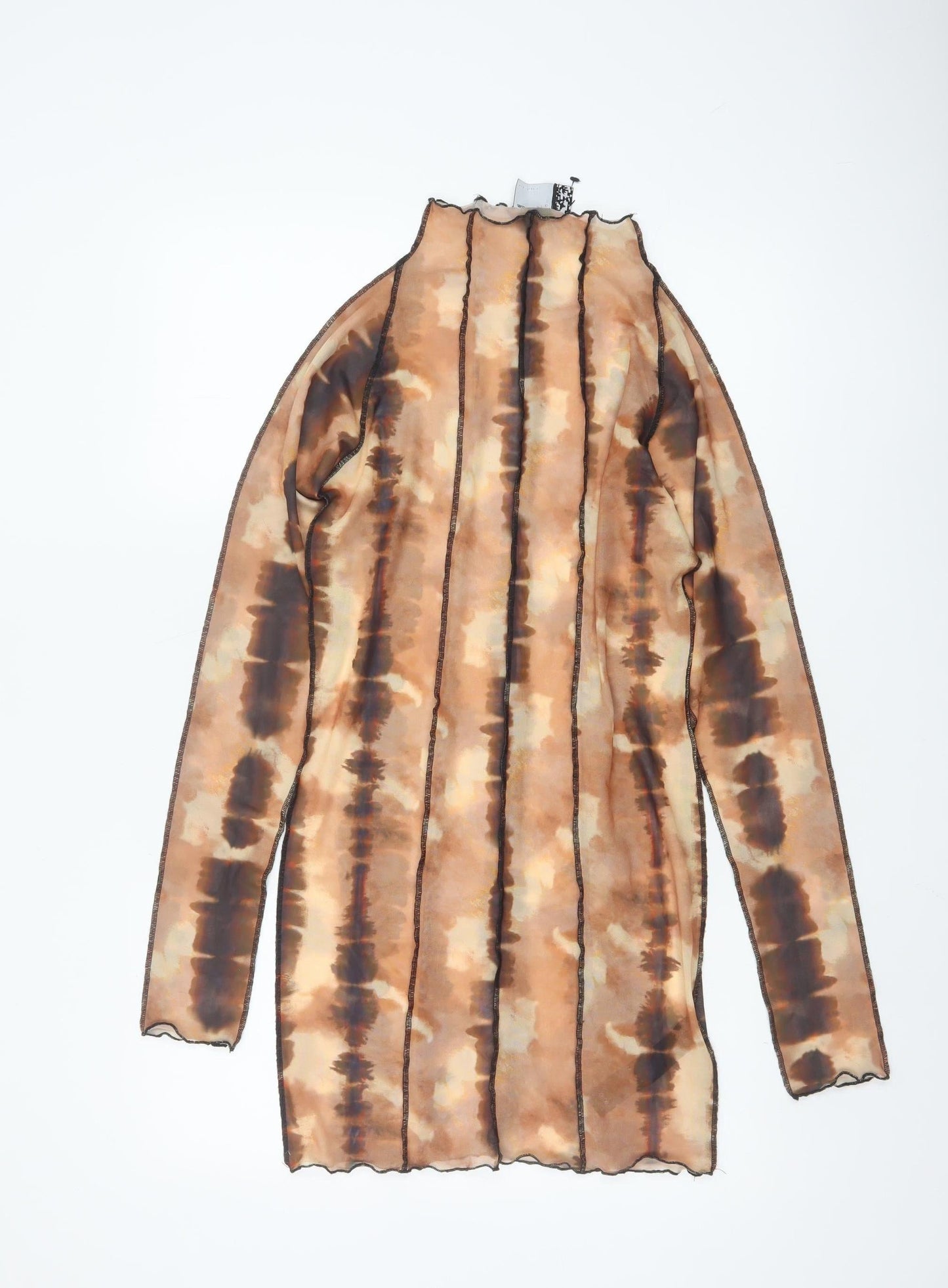 ASOS DESIGN Women's Brown Tie Dye Mesh Bodycon Mini Dress Size 8