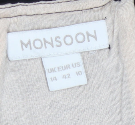Monsoon Women Black Size 14 Embroidered Lace Pencil Skirt