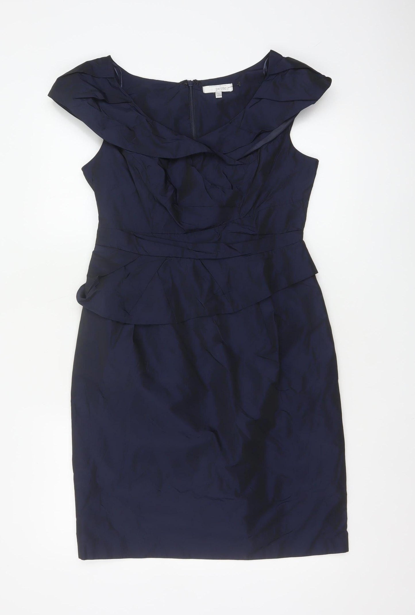 Rocha John Rocha Women Blue Size 12 Petite Ruffle Sheath Dress