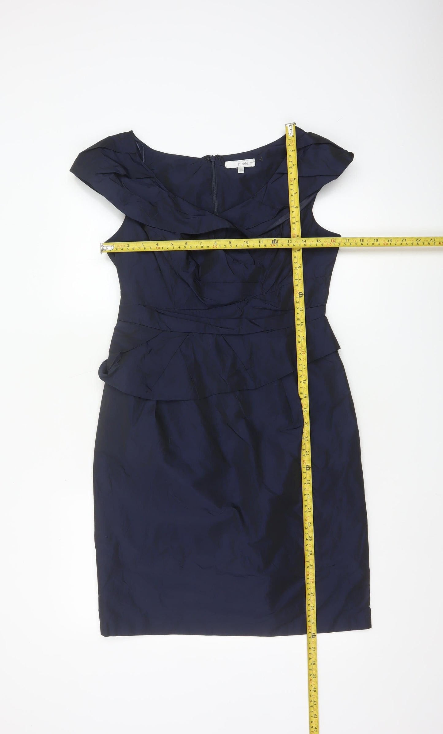 Rocha John Rocha Women Blue Size 12 Petite Ruffle Sheath Dress