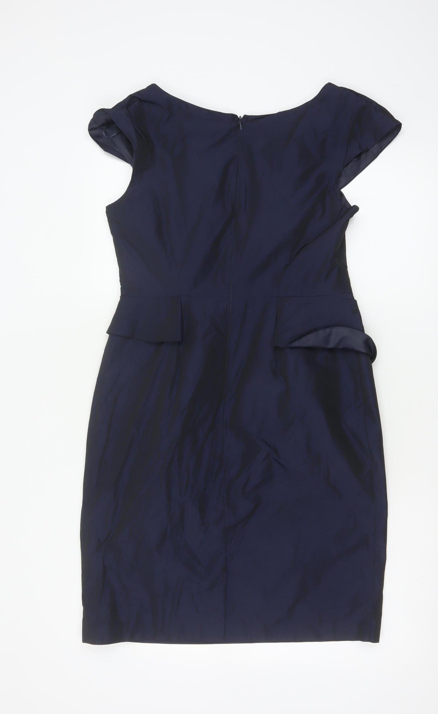 Rocha John Rocha Women Blue Size 12 Petite Ruffle Sheath Dress