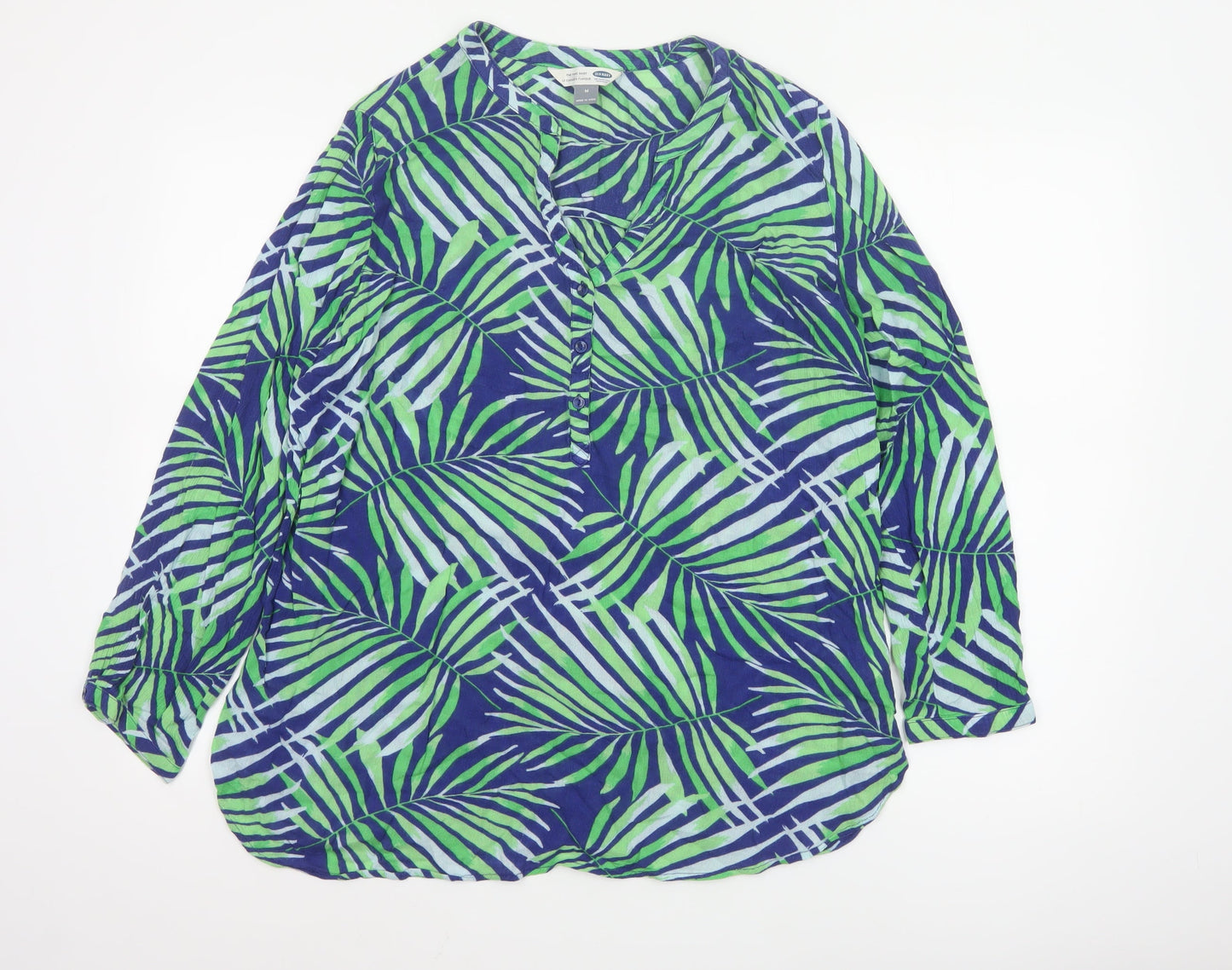 Old Navy Women's Green Blue Tropical Tunic Shirt M Viscose