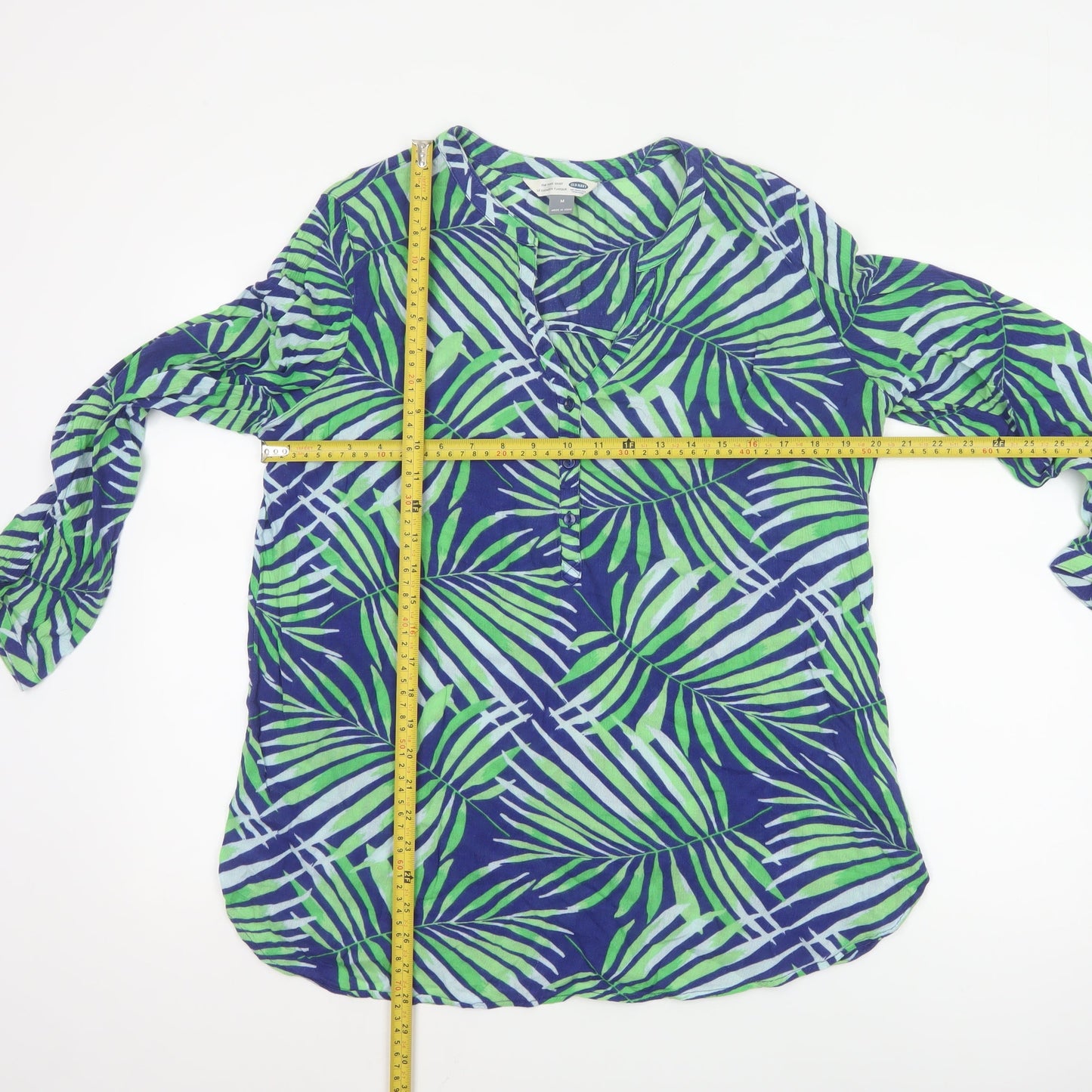 Old Navy Women's Green Blue Tropical Tunic Shirt M Viscose