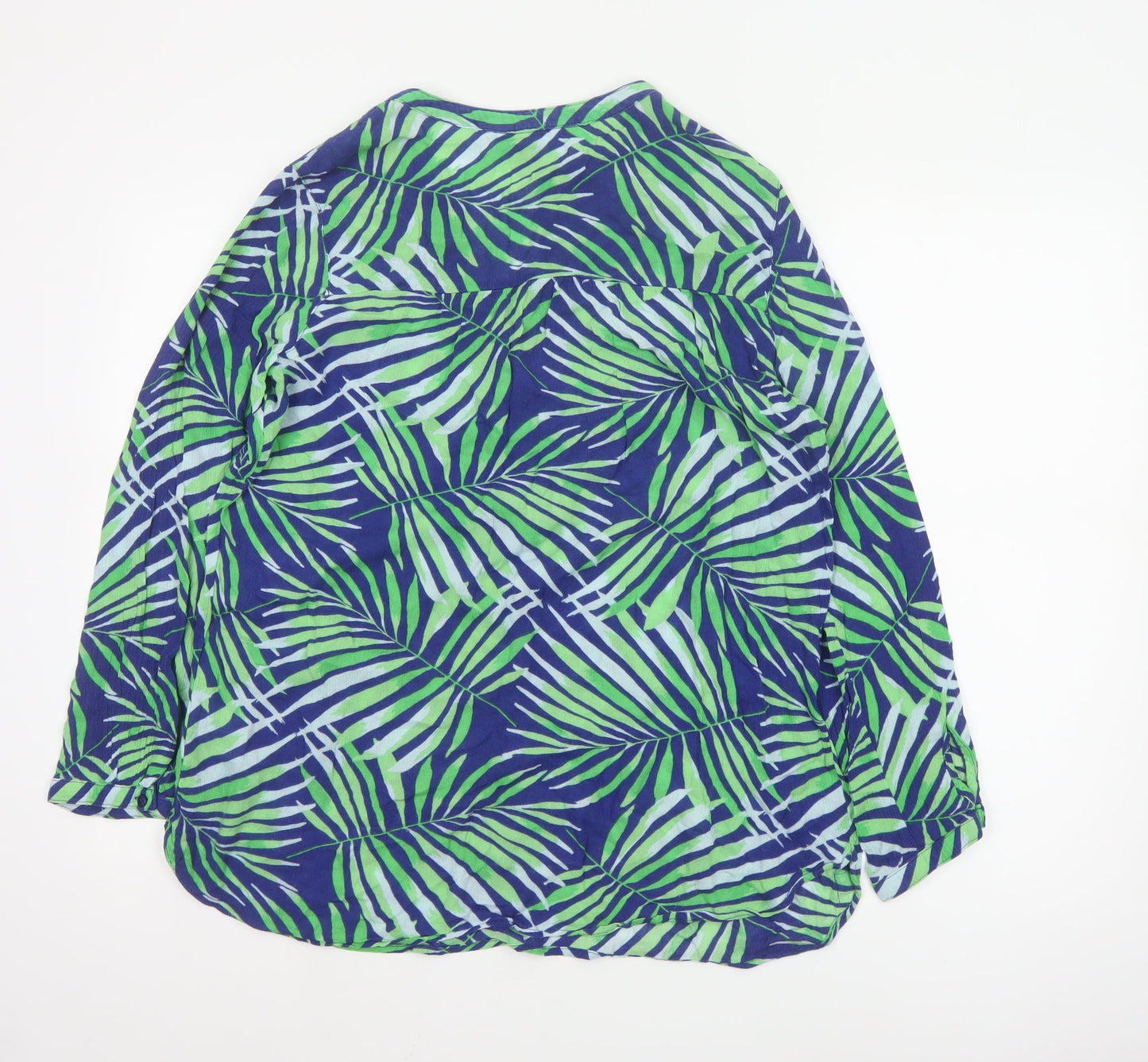 Old Navy Women's Green Blue Tropical Tunic Shirt M Viscose