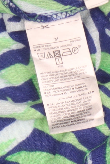 Old Navy Women's Green Blue Tropical Tunic Shirt M Viscose