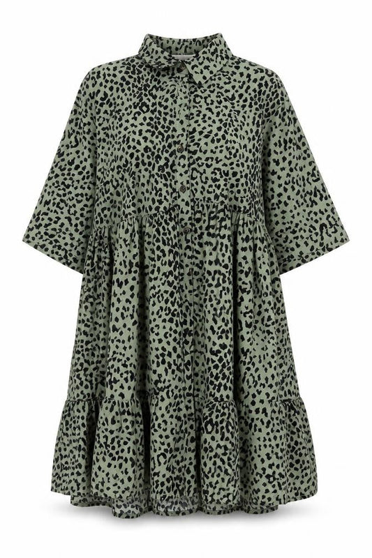 Apricot Women Green Animal Print M Shirt Dress