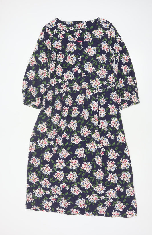 Joules Women’s Blue Floral Fit & Flare Dress Size 8 3/4 Sleeve