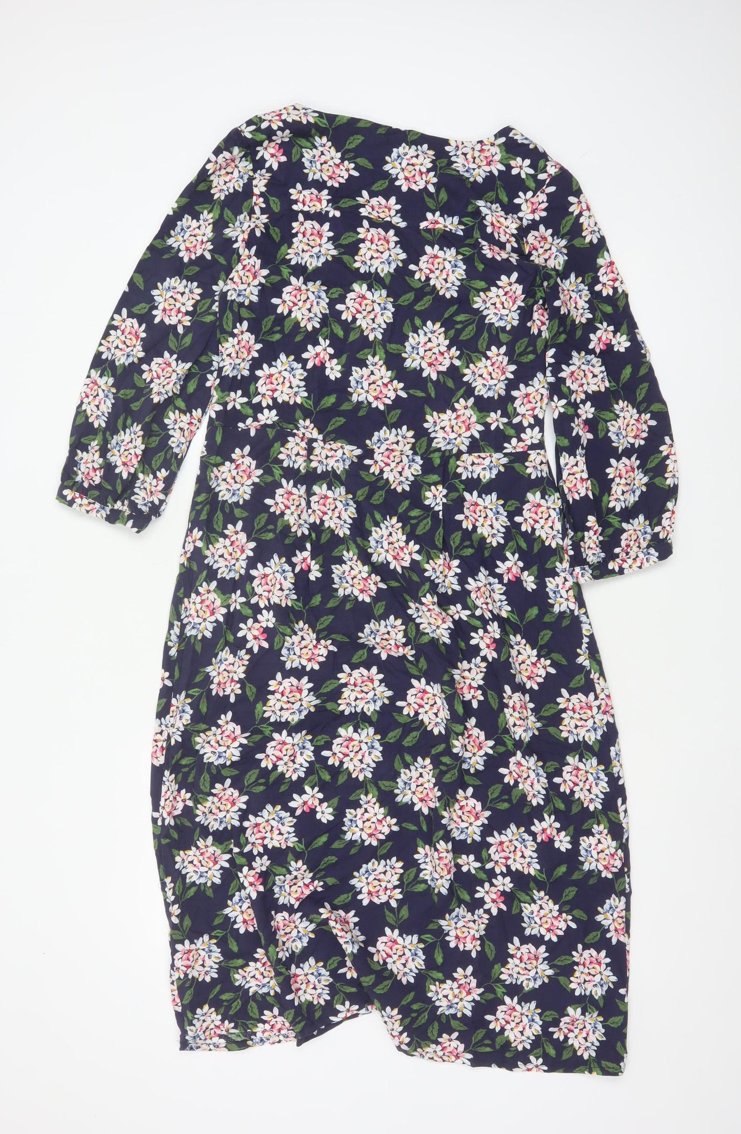 Joules Women’s Blue Floral Fit & Flare Dress Size 8 3/4 Sleeve
