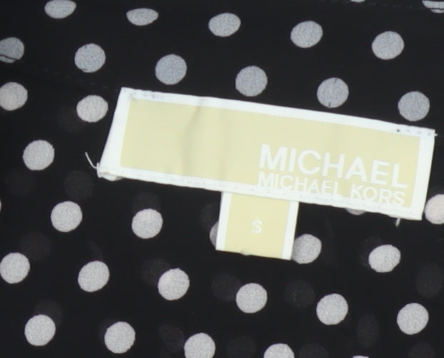 Michael Kors Women Black Polka Dot Midi Wrap Dress S