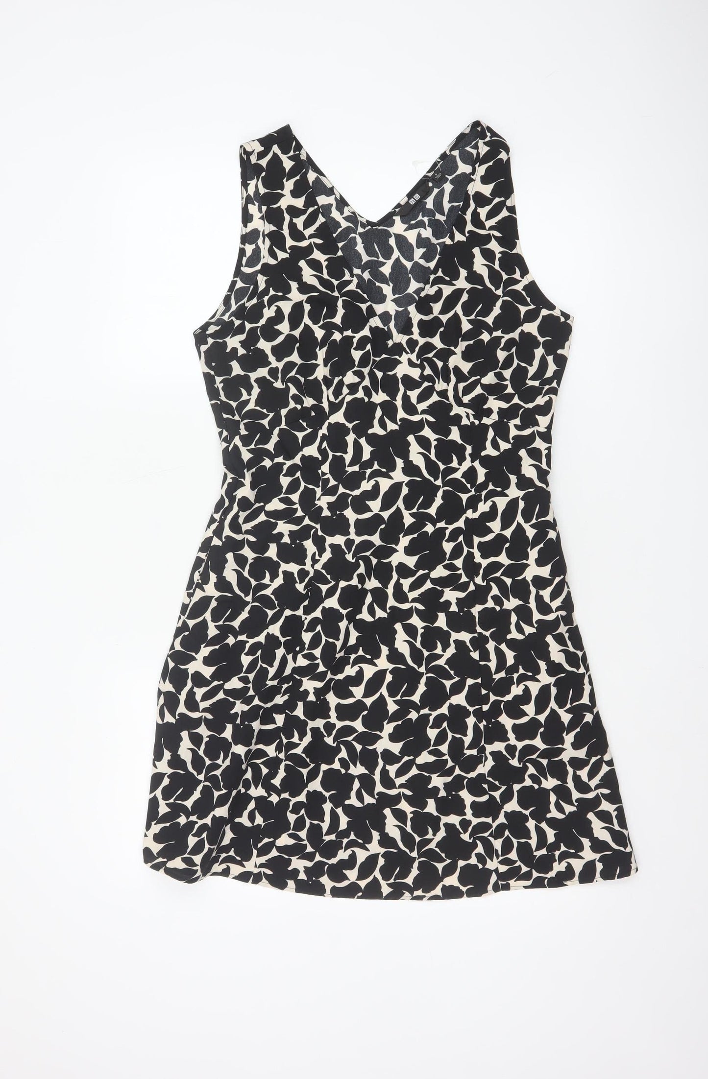 Uniqlo Women Black A-Line Sleeveless V-Neck Short Dress Size S