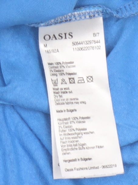 Oasis Women Blue Floral 3/4 Sleeve Tunic Blouse Size 12