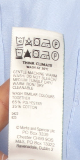 Marks and Spencer Men Blue Regular Fit Long Sleeve Dress Shirt 20in Collar