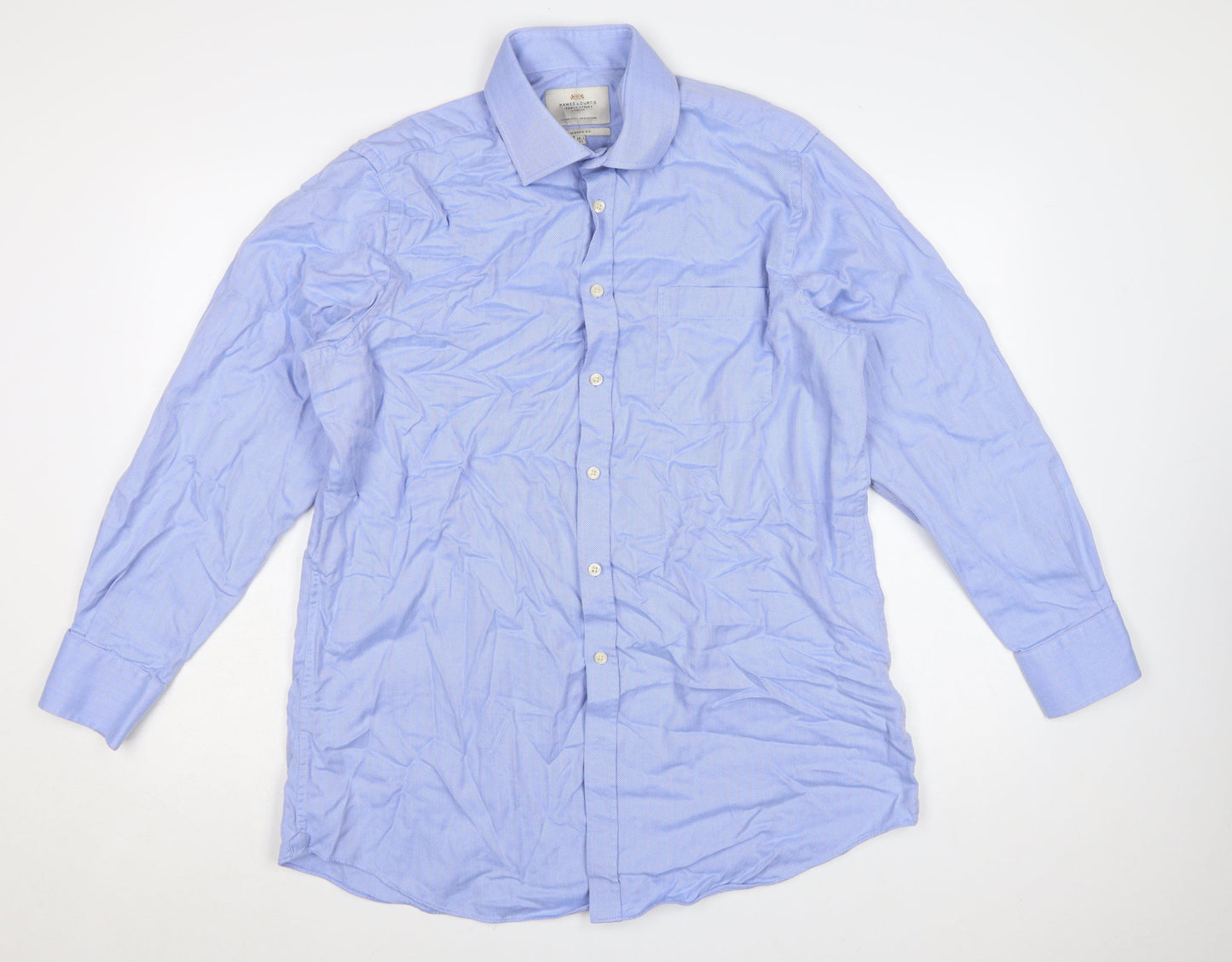 Hawes & Curtis Men's Blue Classic Fit Long Sleeve Dress Shirt 16.5/34 Cotton