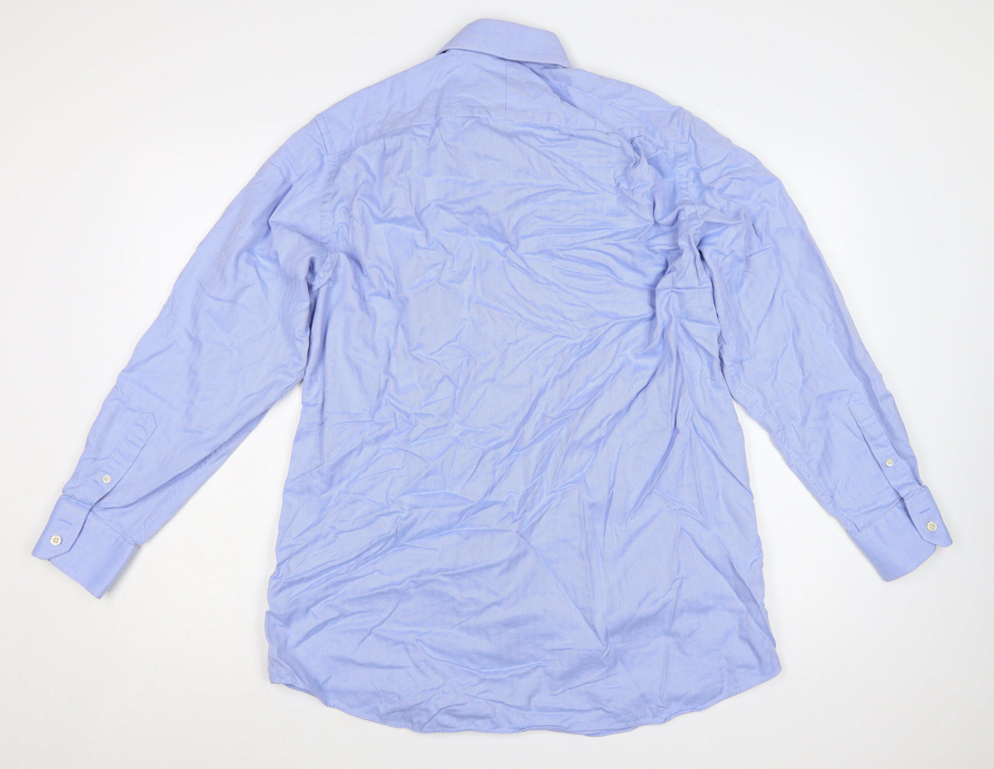 Hawes & Curtis Men's Blue Classic Fit Long Sleeve Dress Shirt 16.5/34 Cotton