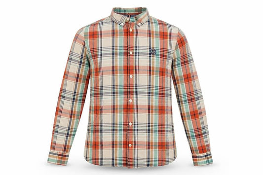 Marks & Spencer Men's Multicoloured Checked Pure Cotton Band Collar Shirt Size S