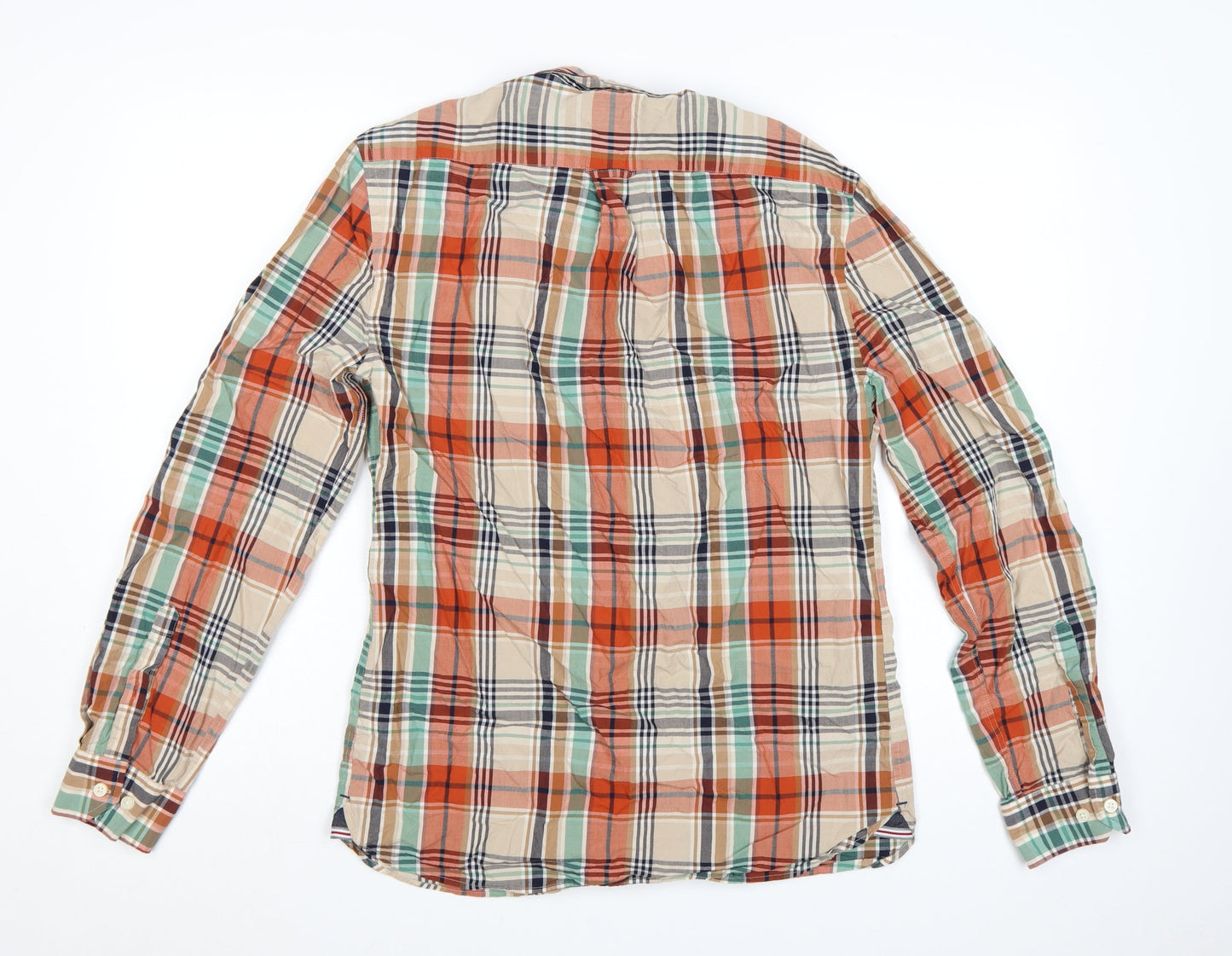 Marks and Spencer Men's Multicoloured Checked Pure Cotton Band Collar Shirt Size S