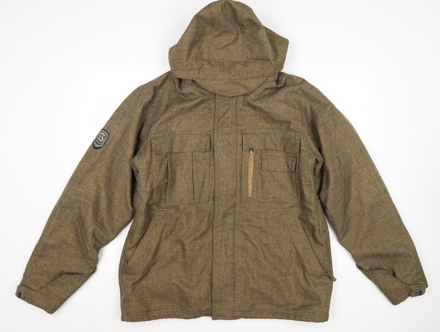 SIMS Men's Brown Tweed Parka Jacket Hooded Size L Outdoor
