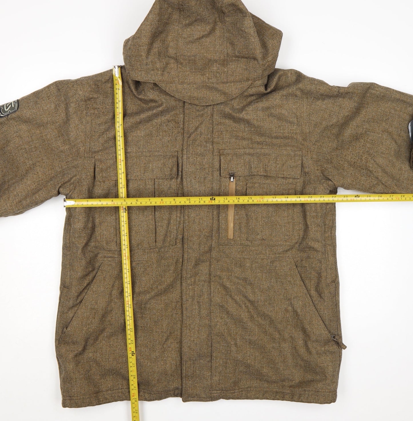 SIMS Men's Brown Tweed Parka Jacket Hooded Size L Outdoor