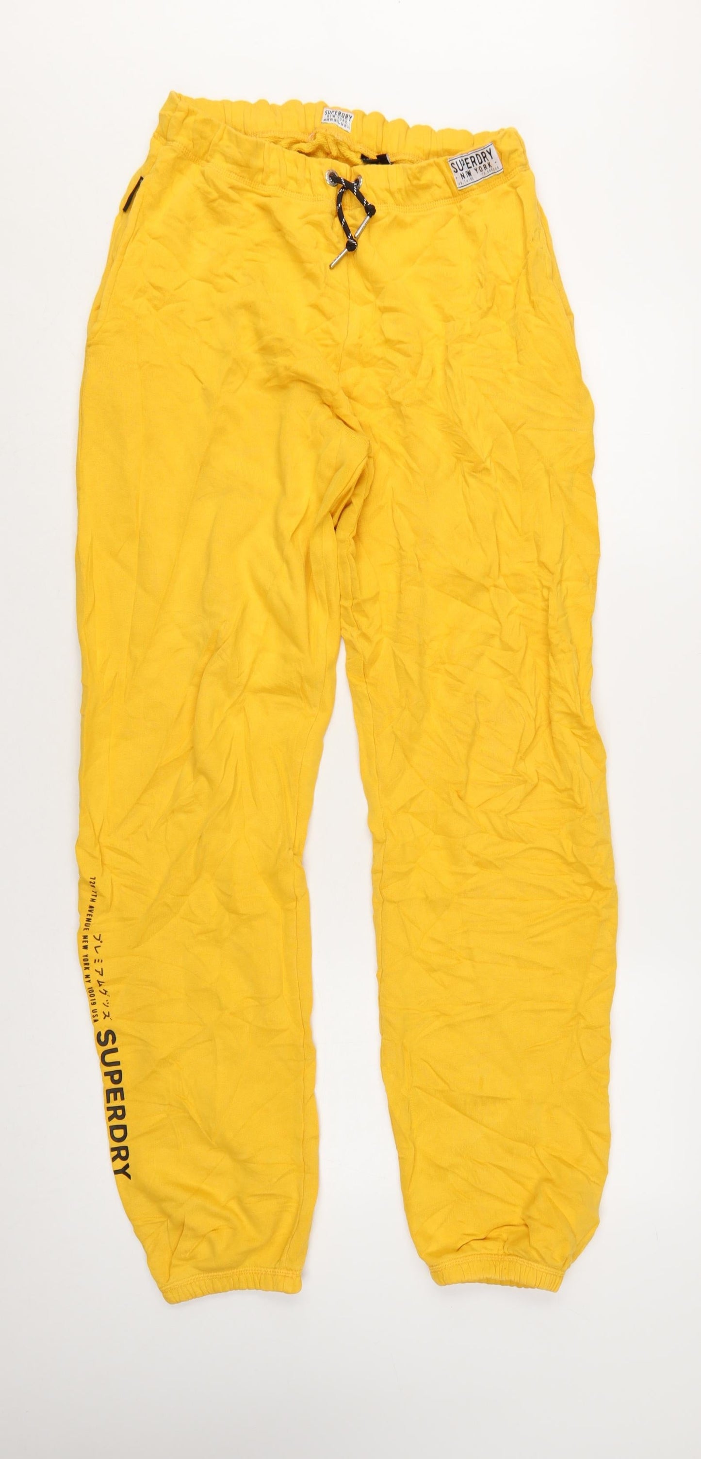 Superdry Women's Yellow Cotton Jogger Trousers Size 10