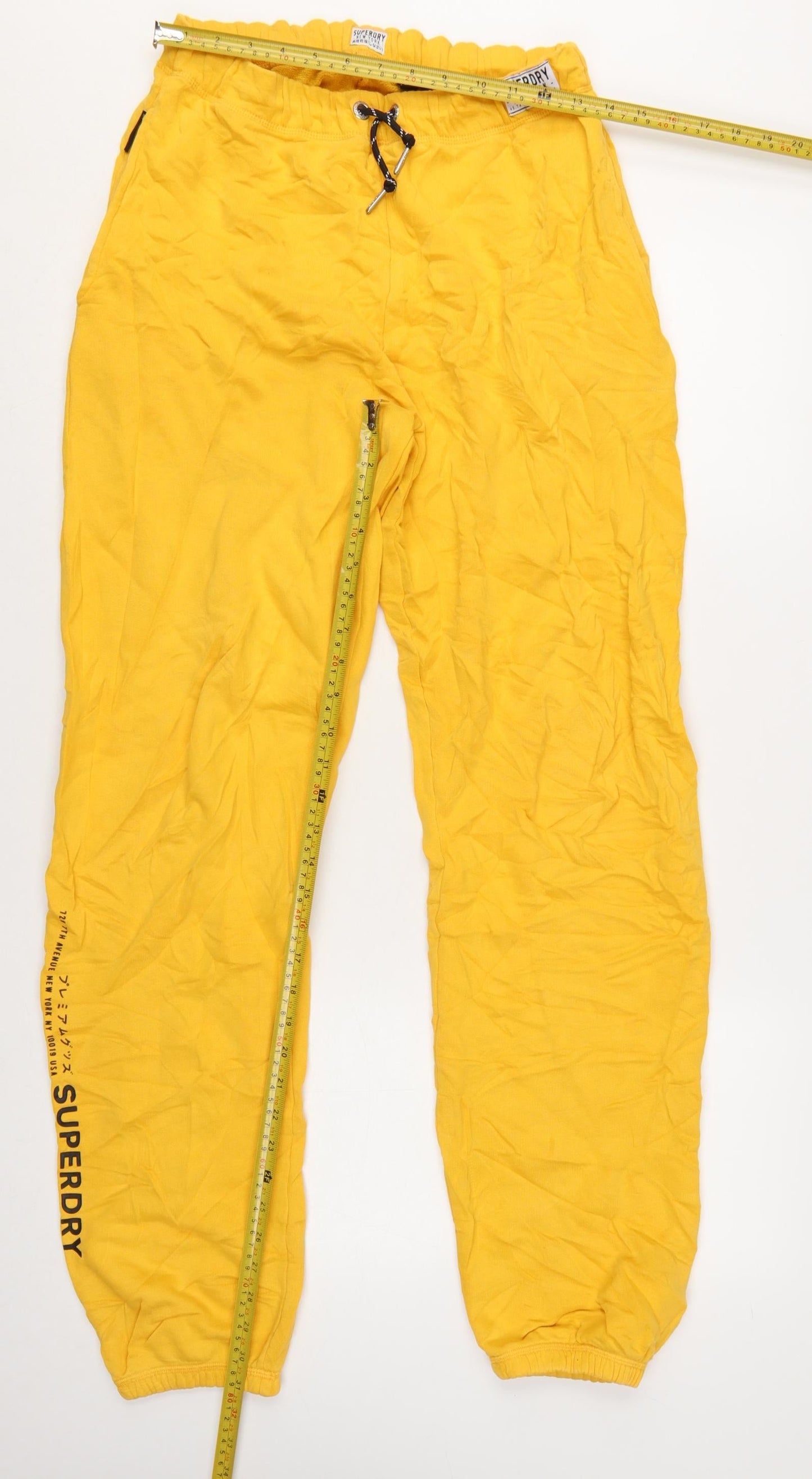 Superdry Women's Yellow Cotton Jogger Trousers Size 10