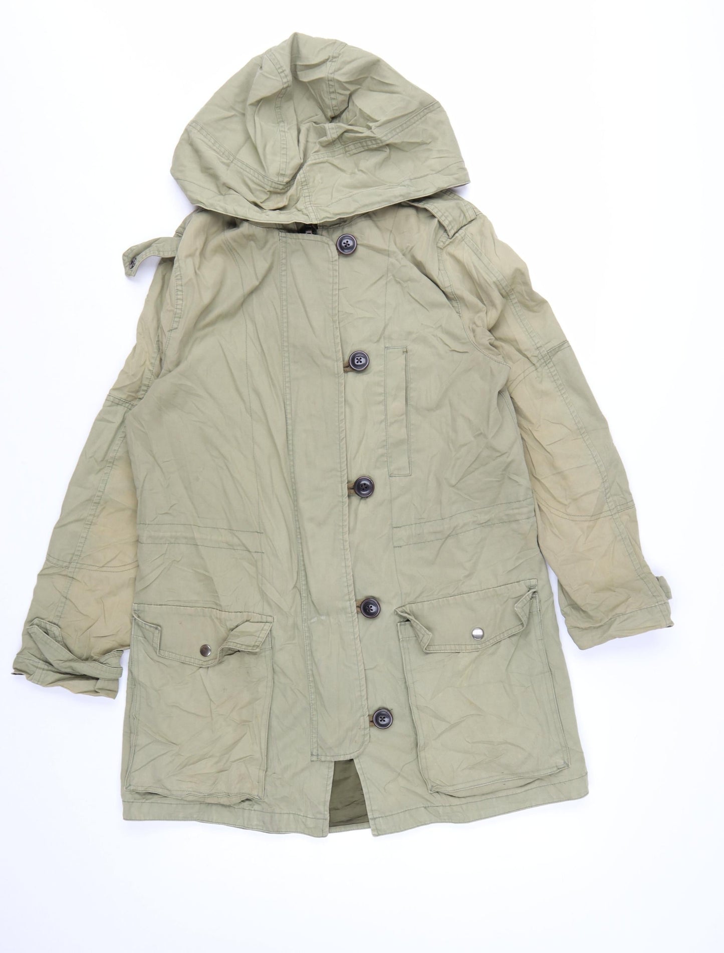 Gap Women's Green Hooded Parka Coat Size S Cotton Casual Jacket