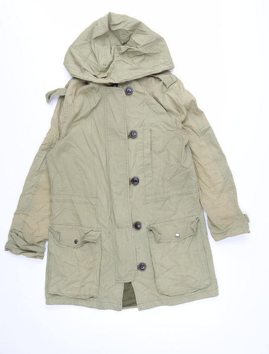Gap Women's Green Hooded Parka Coat Size S Cotton Casual Jacket