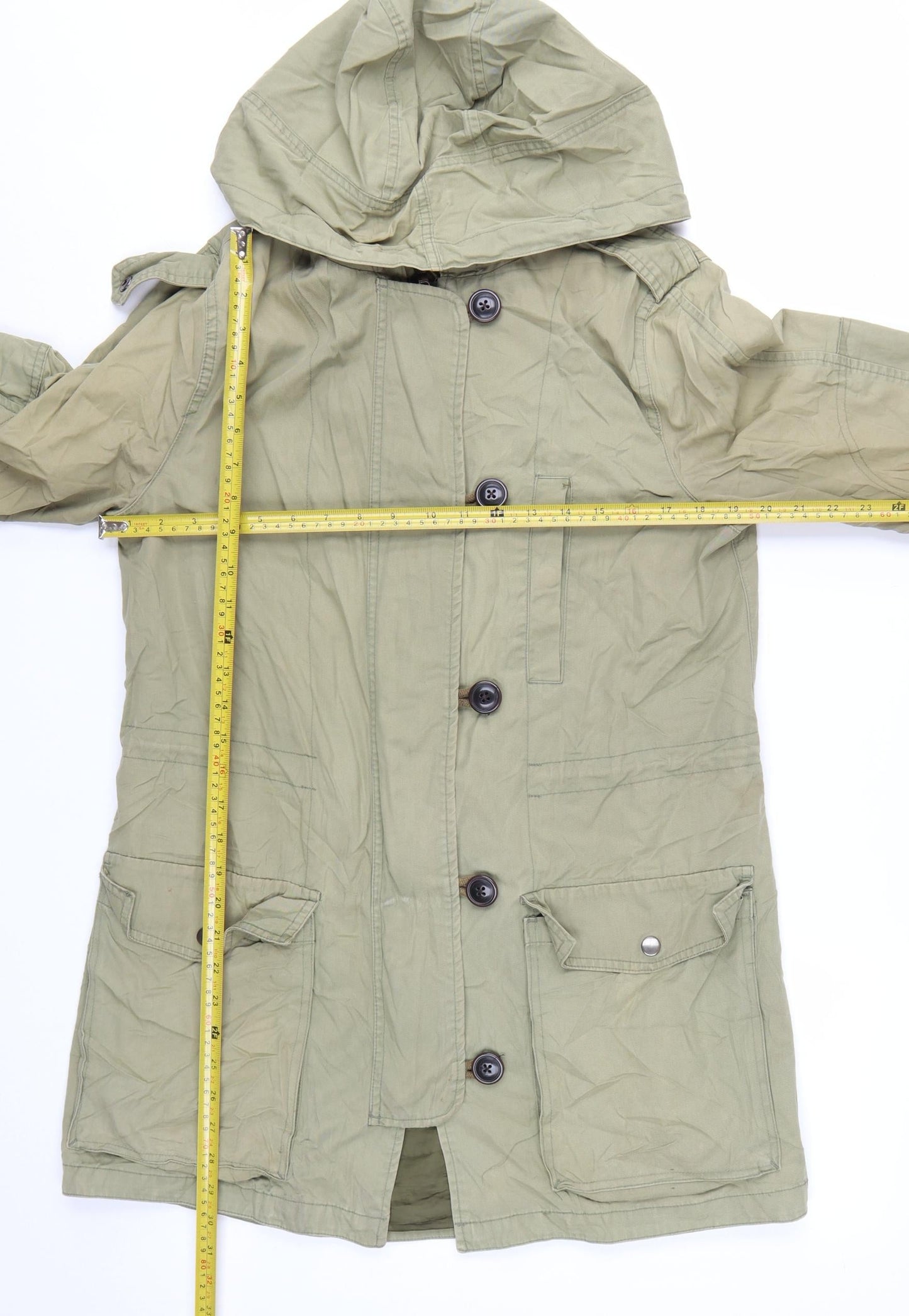 Gap Women's Green Hooded Parka Coat Size S Cotton Casual Jacket