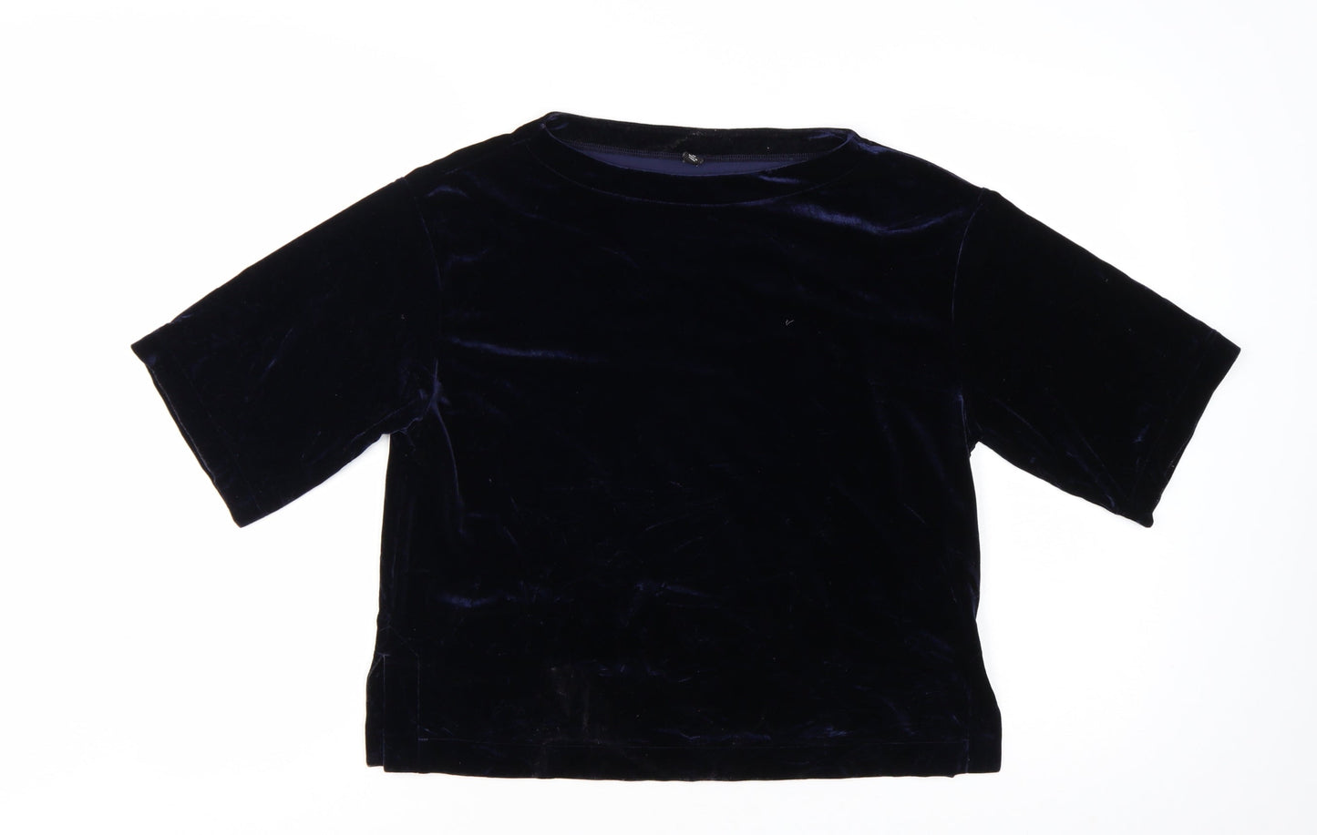 UNIQLO Women's Blue Velvet Short Sleeve Basic Top XS