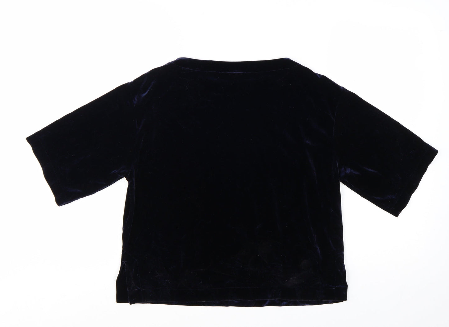 UNIQLO Women's Blue Velvet Short Sleeve Basic Top XS