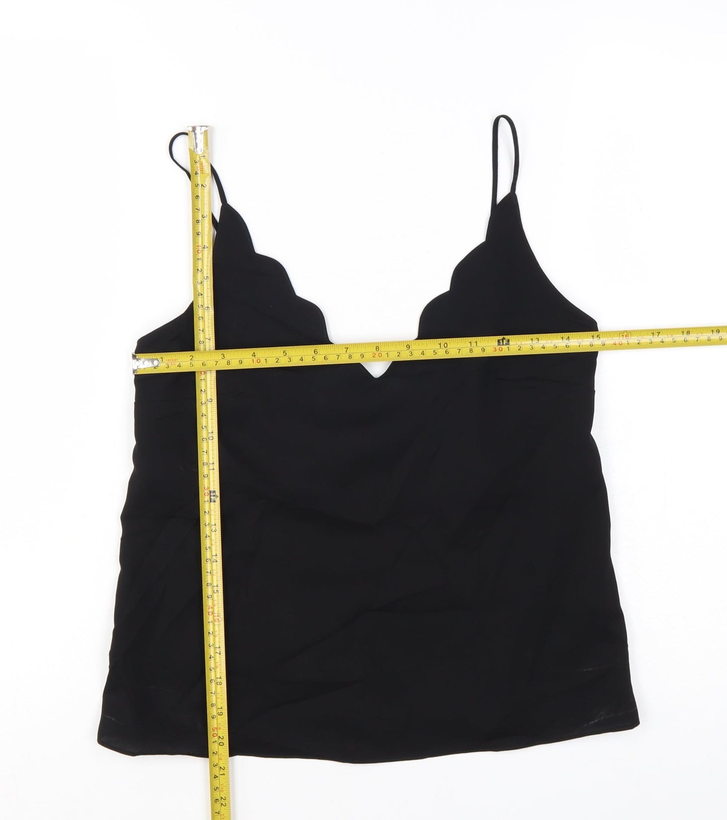 Topshop Womens Black Camisole Tank Top Size 4 Satin V-Neck