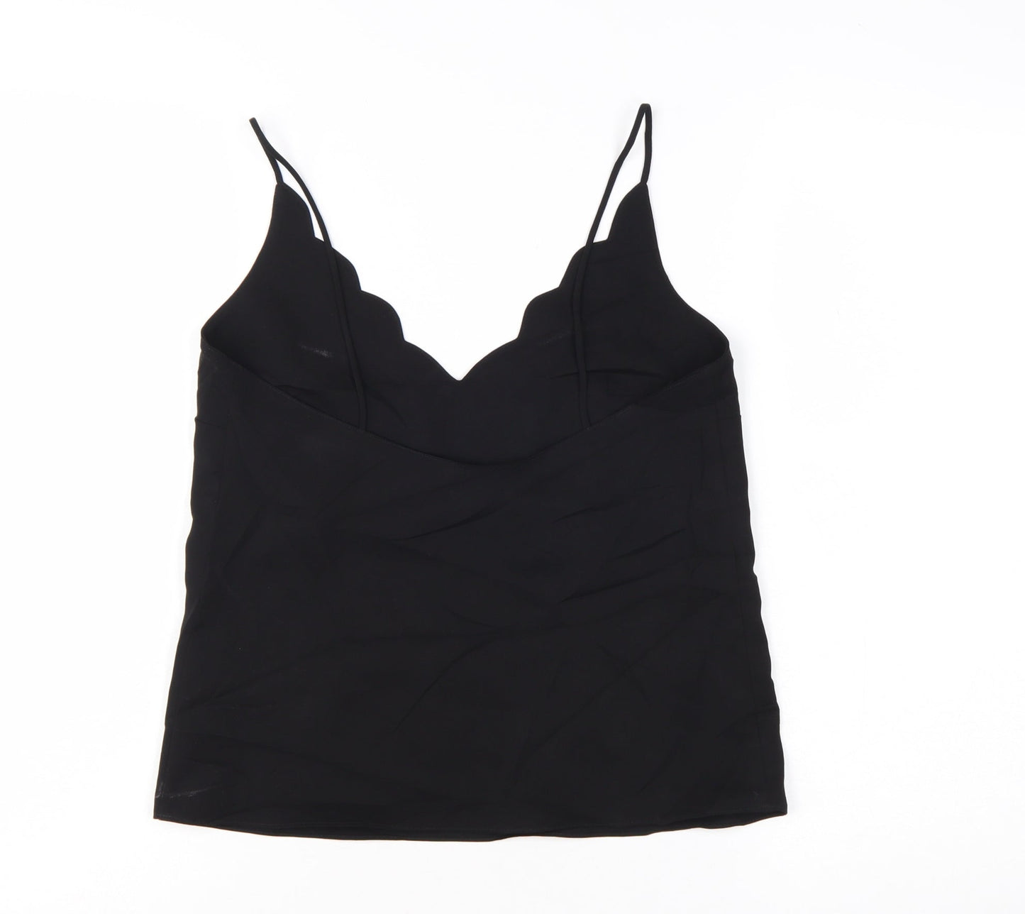 Topshop Womens Black Camisole Tank Top Size 4 Satin V-Neck