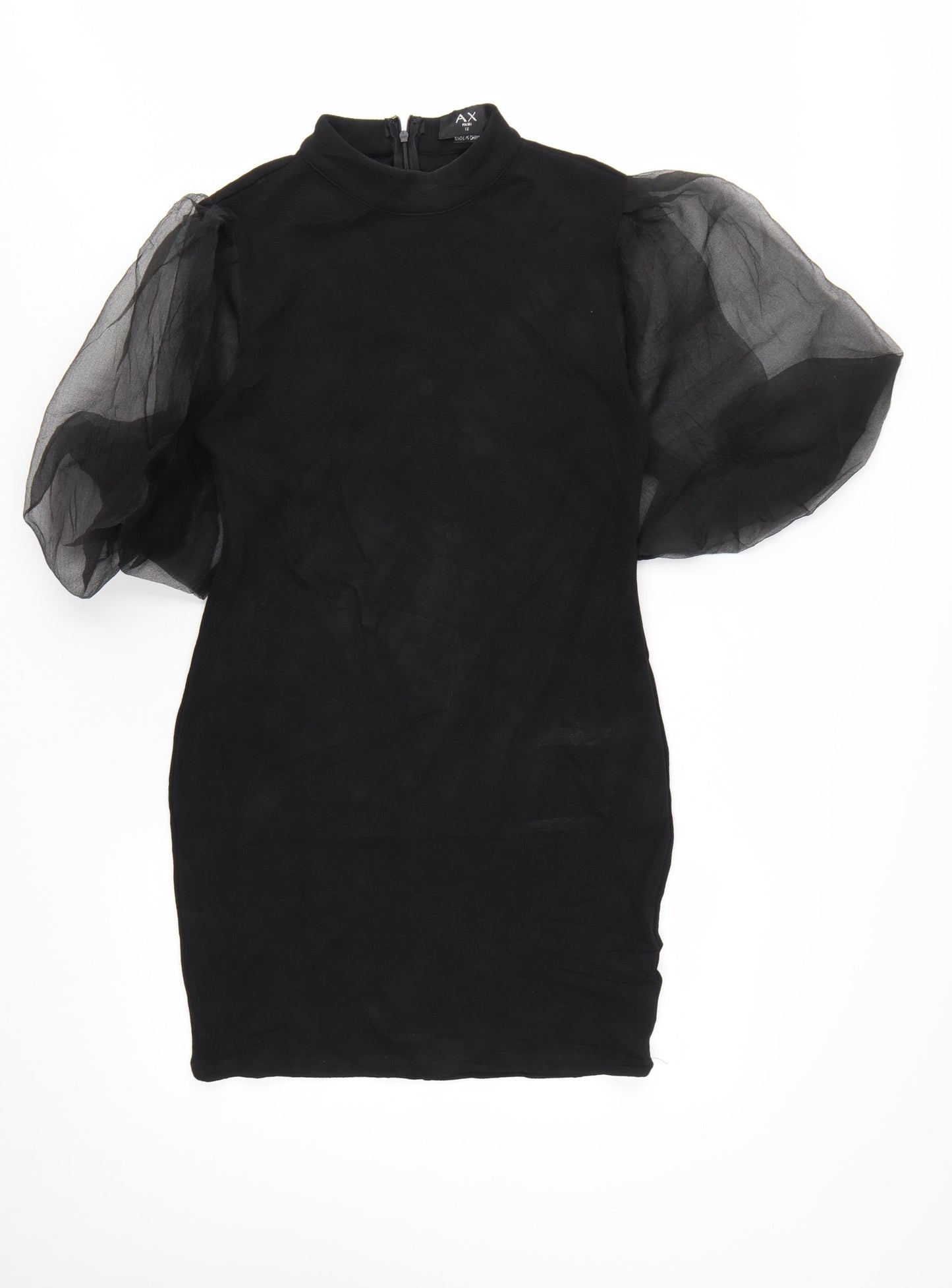 AX Paris Women’s Black Puff Sleeve Bodycon Dress Size 12