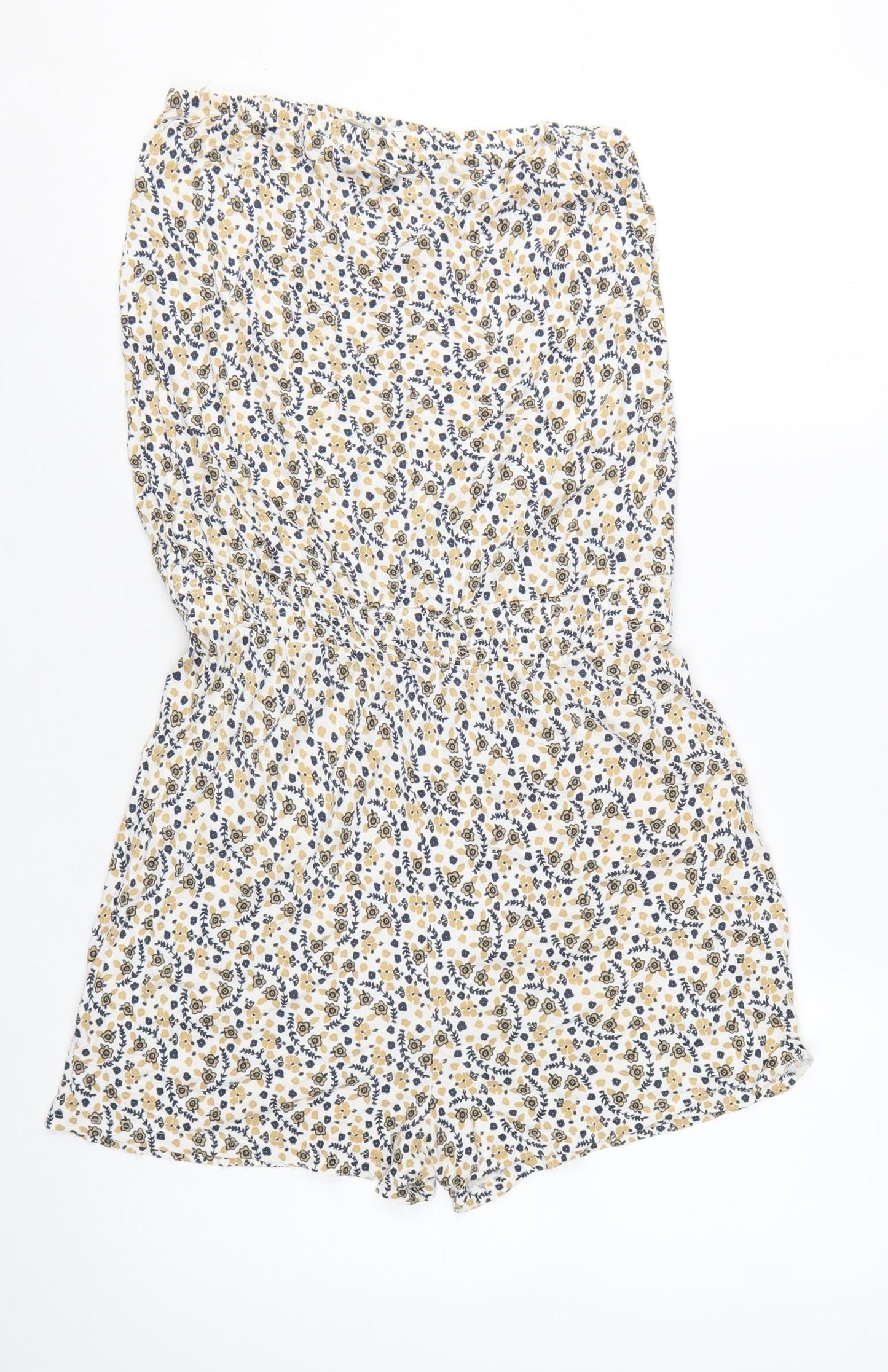Next Women Beige Floral Sleeveless Playsuit Size S