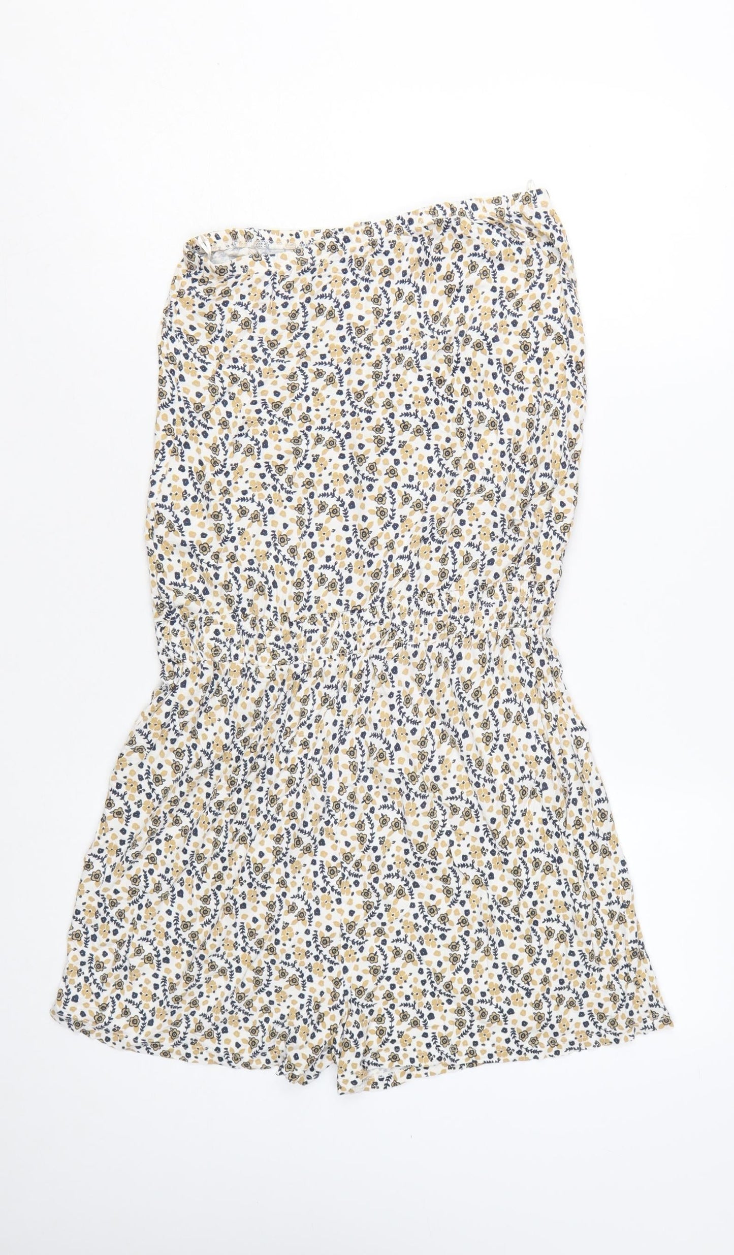 Next Women Beige Floral Sleeveless Playsuit Size S