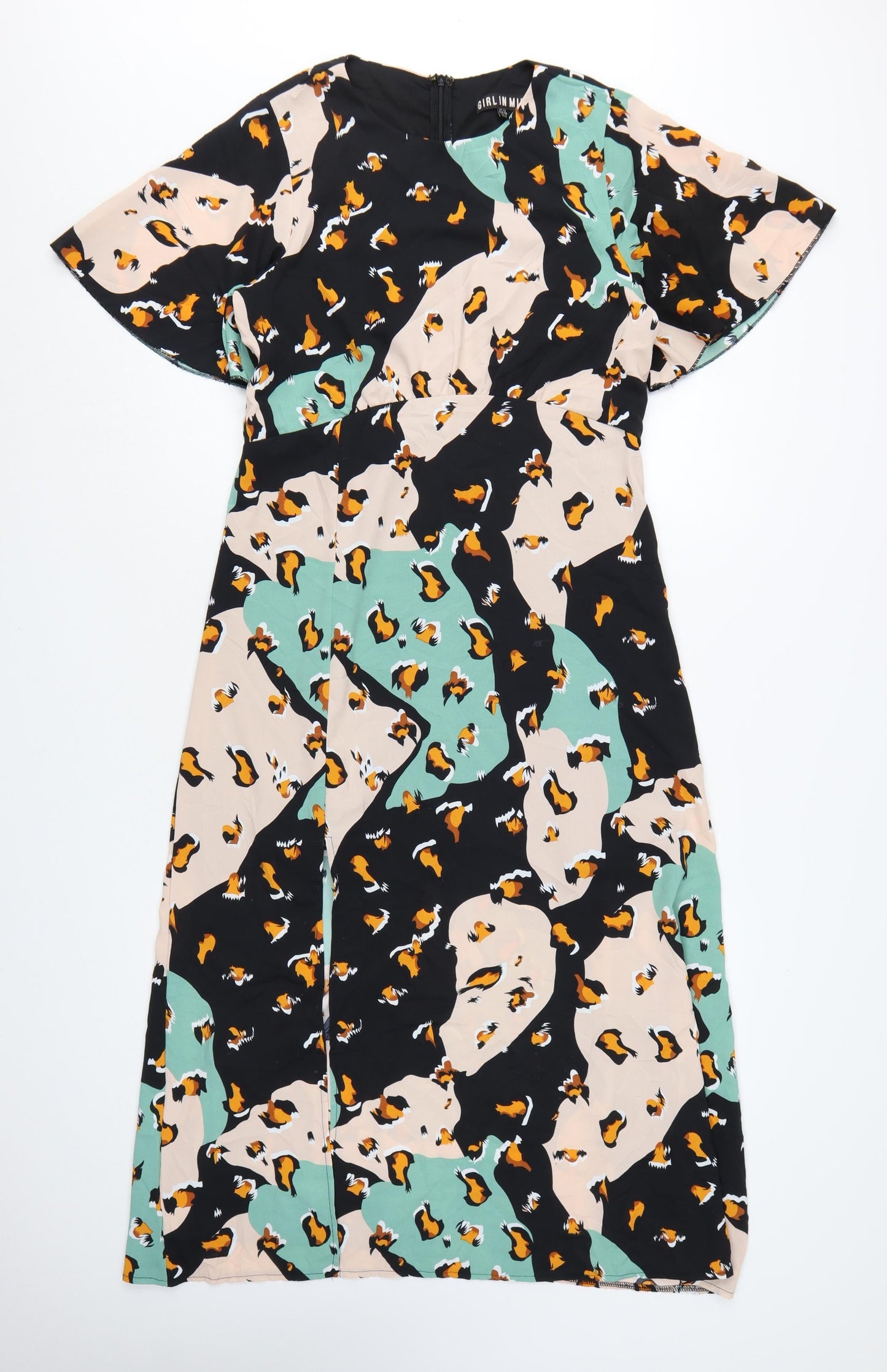 Girl In Mind Women's Multicoloured Animal Print Midi Shift Dress Size 12