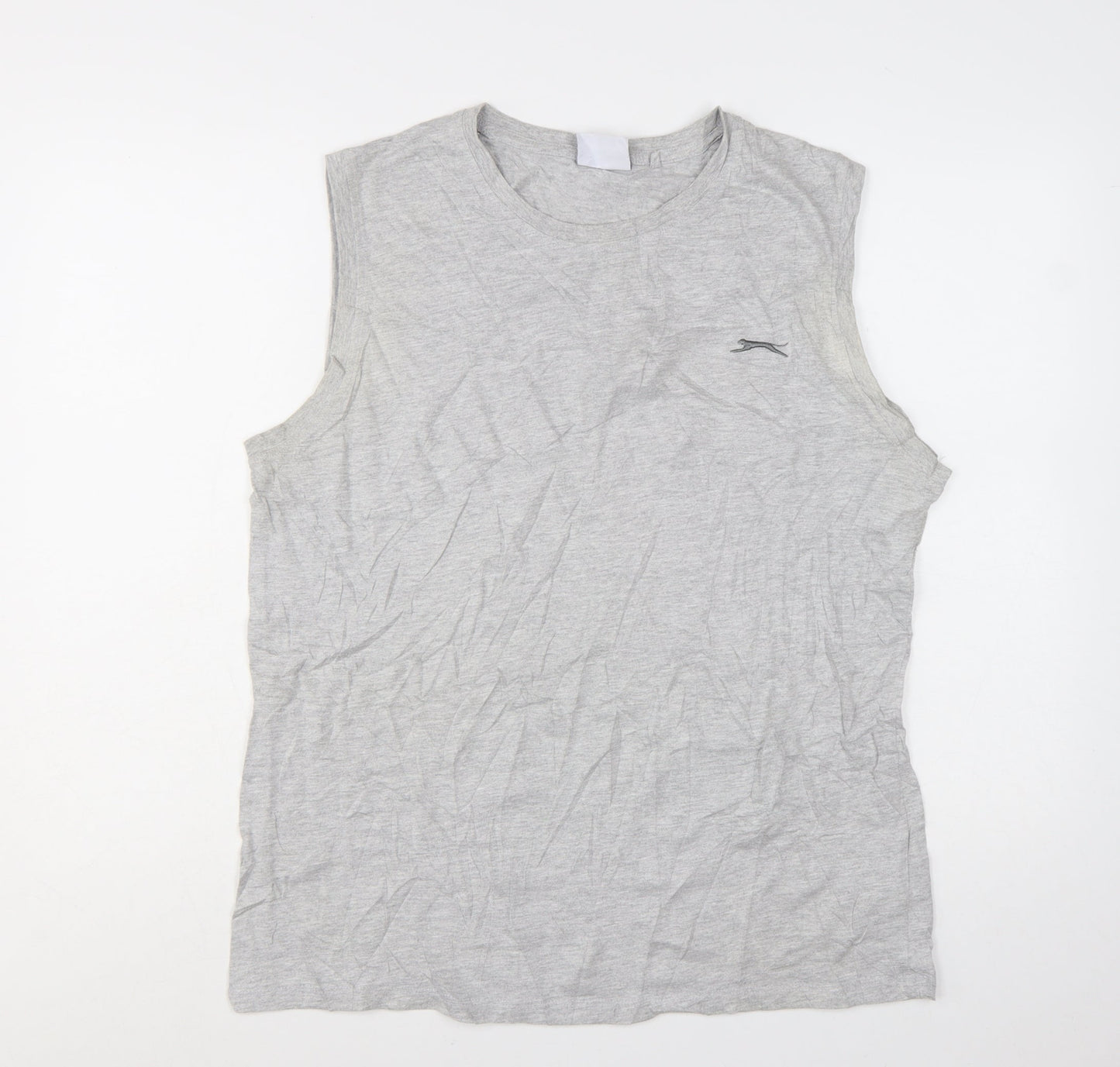 Slazenger Womens Grey Sleeveless Tank Top L Basic Cotton Blend